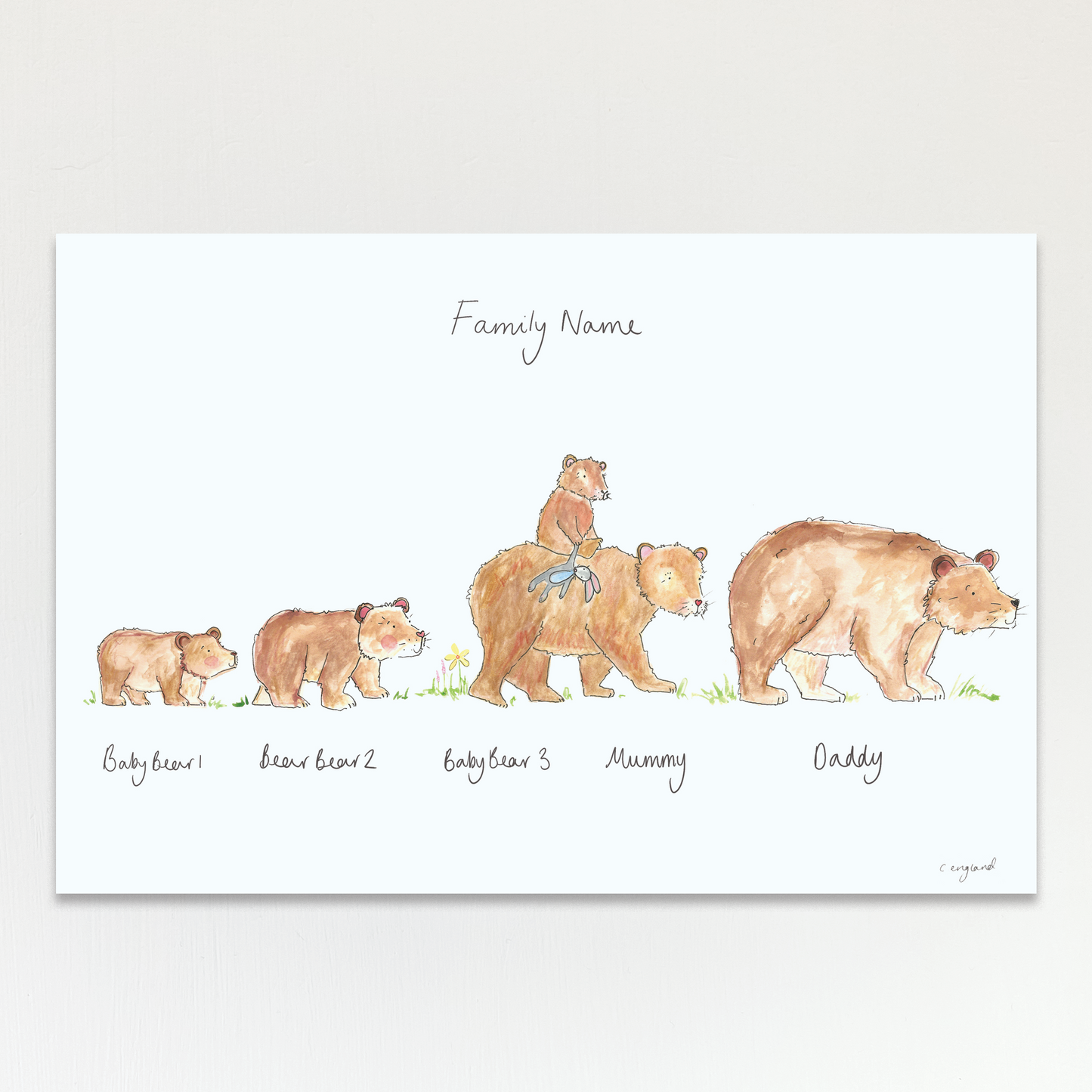 Personalise Your Bear Family Print