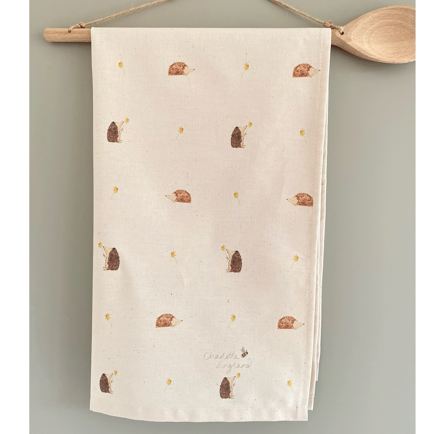 Hedgehog and Daffodil Tea Towel