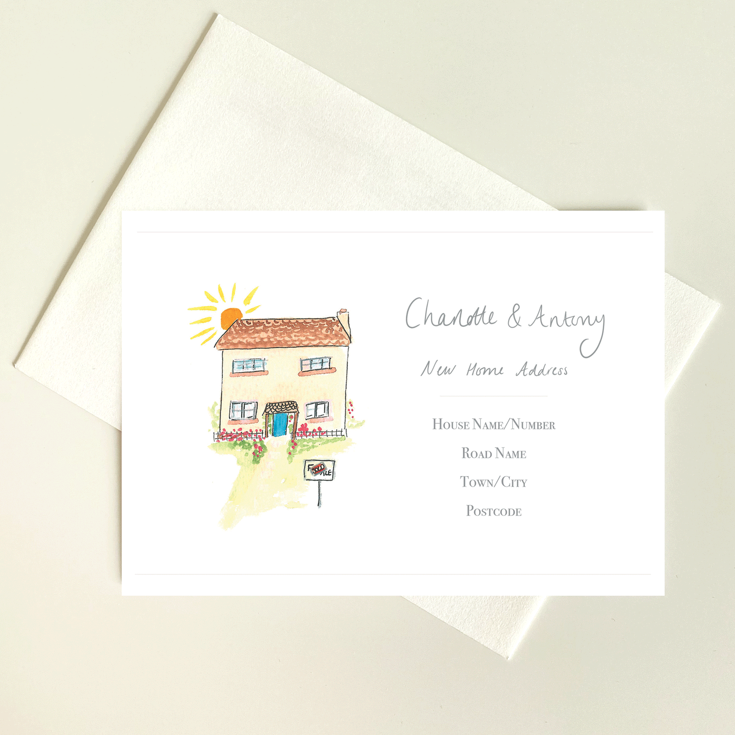 Personalised New Address Postcards Home - Charlotte England Artist