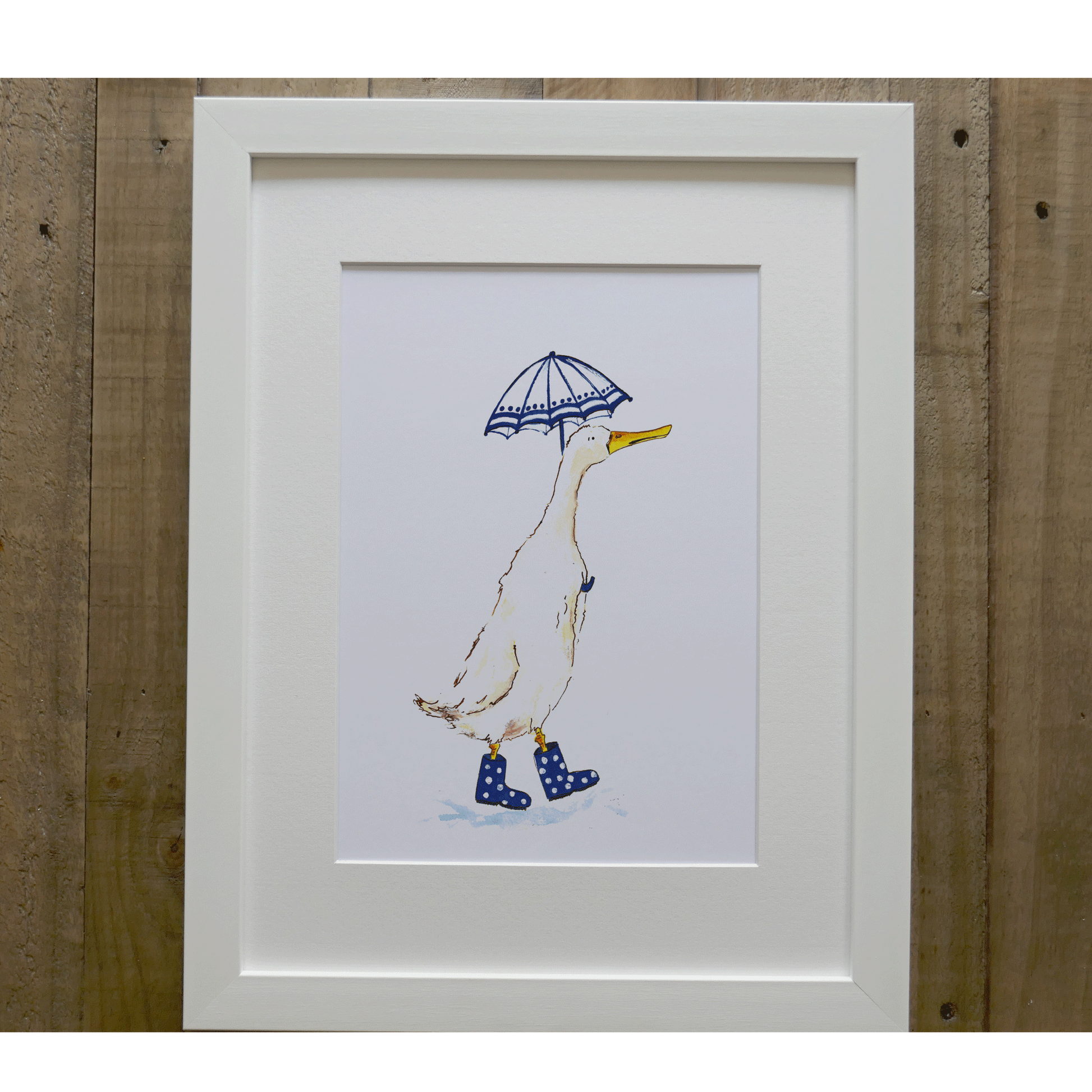 Duck with Blue Umbrella - Charlotte England Artist