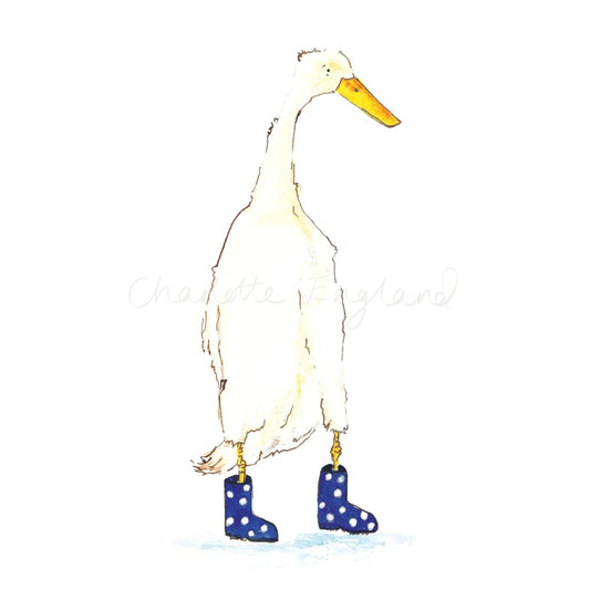 Duck in Blue Wellies - Charlotte England Artist