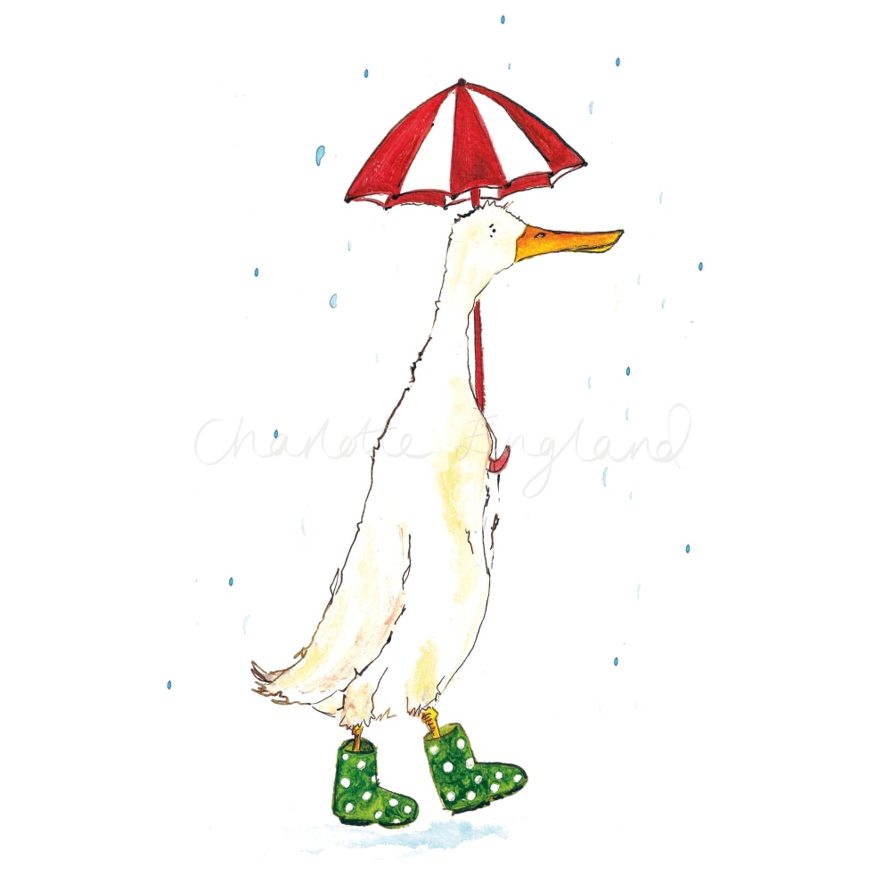 Duck in Green Wellies - Charlotte England Artist